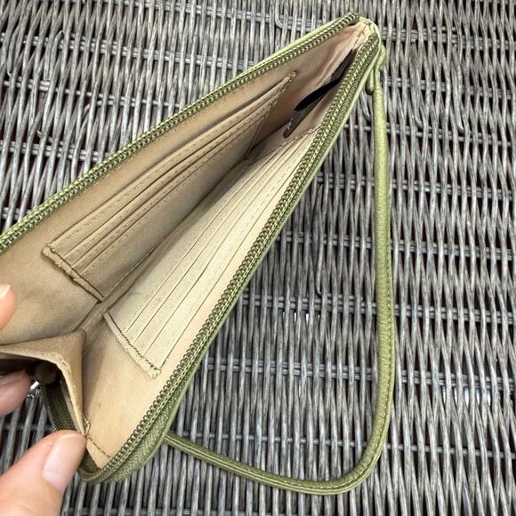 Fossil Zip Around Wristlet Wallet Genuine Leather Green - Picture 4 of 4